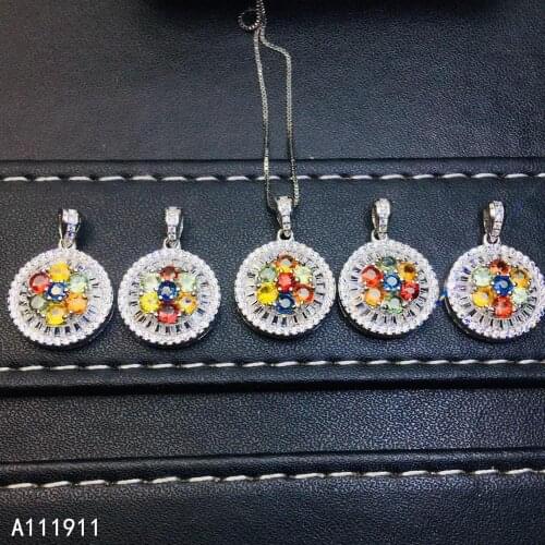 KJJEAXCMY fine jewelry 925 sterling silver inlaid Natural colored sapphire classic Womens pendant necklace supports test