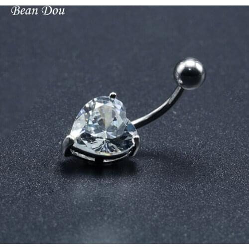Fashion Sexy Heart Belly Button Ring Navel Piercing Rings Stainless Steel Zircon Ombligo Nobril Body Jewelry For Women Lady New