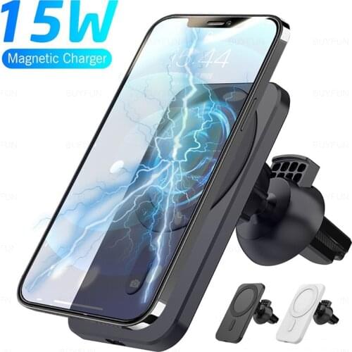 15W Mag Safe Magnetic Smart Wireless Charger Auto For iPhone 12 Pro Max Mini Fast Charging Airvent Car Phone Holder Mount Stand