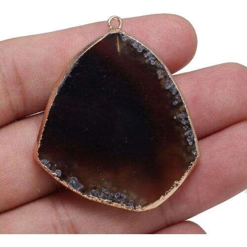 Natural Black Agats Necklace Pendants Irregular Water Drop Shape Agats Pendants for Jewelry Making DIY Necklace Size30x45-35x50m