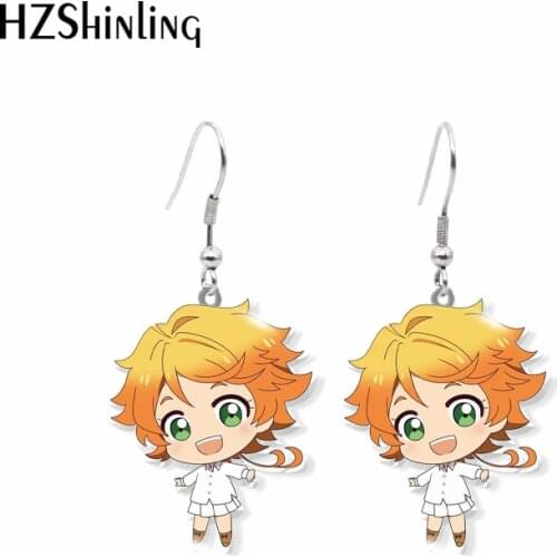 2021 New The Promised Neverland Dangle Earring Anime Acrylic Hook Earring Epoxy Jewelry Earrings
