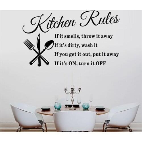 New DIY removable Kitchen rules warm Letter knife and fork Pattern PVC 8203 Wall Sticker Home Decor mural decal sticker