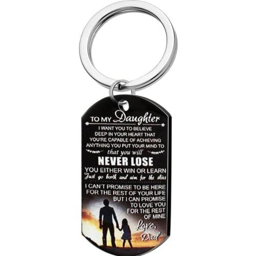 Personalized Keychain Daughter Gift From Dad Mom Stainless Steel Keychain To My Daughter Love Dad Mom Charm Gifts For Daughters