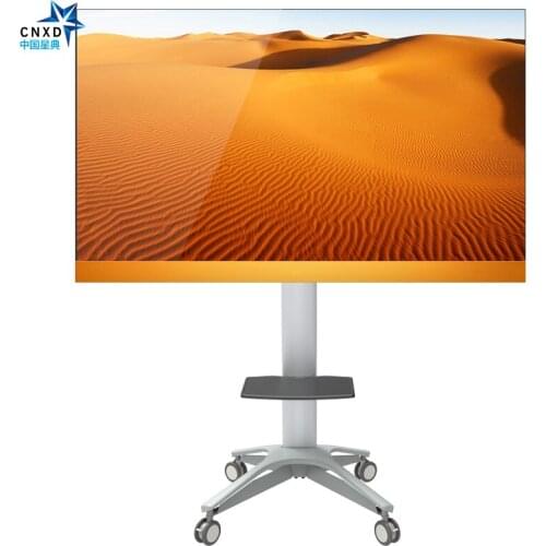 Movable Floor TV Carts TV Stand Bracket Adjustable Height Swivel 90 dgree with Shelf and Flat Screen Mount Fit 32" to 65"Monitor