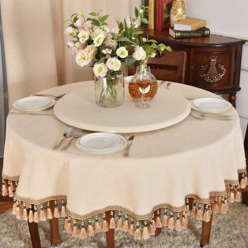 Simple Style round largeTablecloth Fabric Thick Plain Tassels Fashion Chenille Turnplate Table Cloth Home mantel redondo