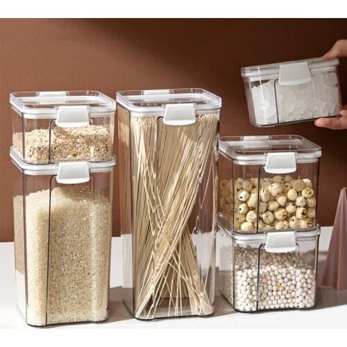 Transparent Airtight Food Canister Pasta Box Multigrain Sealed Cans Food Storage Container With Lid Plastic Kitchen Storage Box