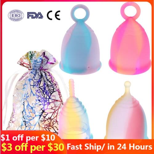 Colorful Menstrual Cup Medical Grade Silicone Feminine Hygiene Menstrual Lady Women Period Cup Silicone Reusable Menstrual Cup