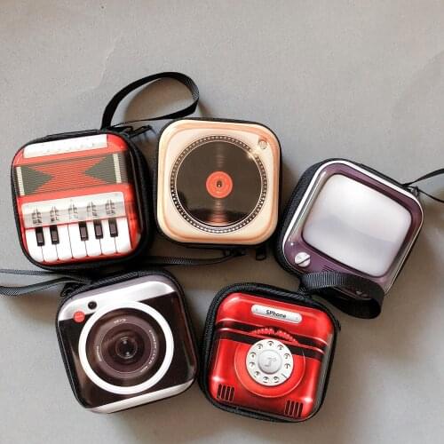 Retro camera bag Earphone Storage Bag Zipper Protective Headphone Case Pouch Soft Headset Earbuds Box USB Cable Organizer Coi