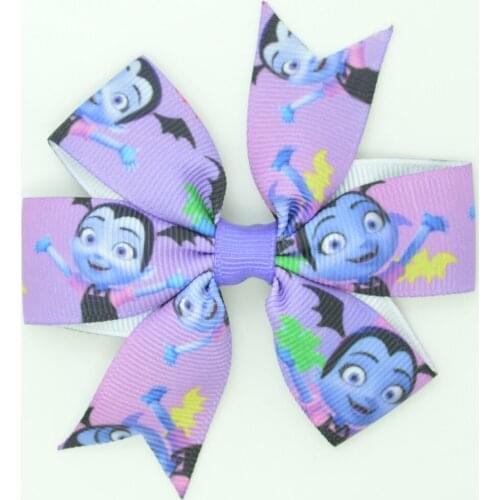 SUPWRF 1 PCS 3.1" Girls Cartoon kids hair accessories hair bows With Clip hair ties Printed Ribbon headwear Retail T0929