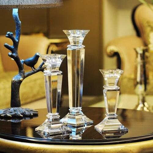 Nordic Luxury Crystal Glass Candle Holder Romantic Wedding Table Centerpieces Decor Candelabra Coffee Home Decoration