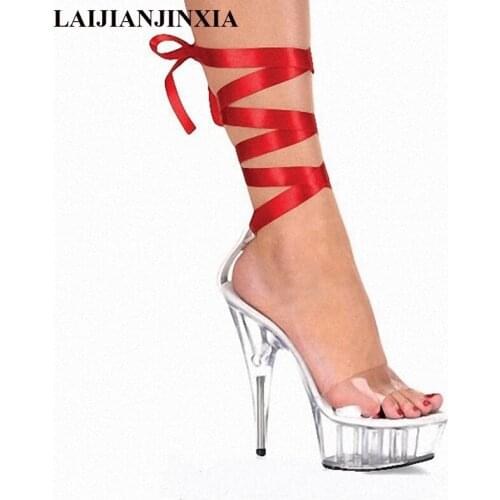 LAIJIANJINXIA Sexy 15 CM High-Heeled Sandals Nightclub Fashion Shoes Pole Dancing Shoes Model High Heels Shoes K-064