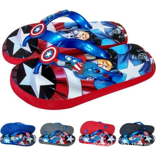 Children Slippers Boys Flip Flops Summer Casual Cartoon Captain America Spiderman Fashion Kids Beach Shoes Baby Girls Home Shoes