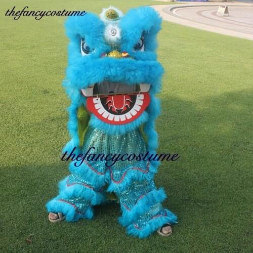 Blue 14 inch Royal Lion Dance Mascot Costume For Children 5-12 Age Cartoon Family Props Outfit Dress Party Carnival Festivall