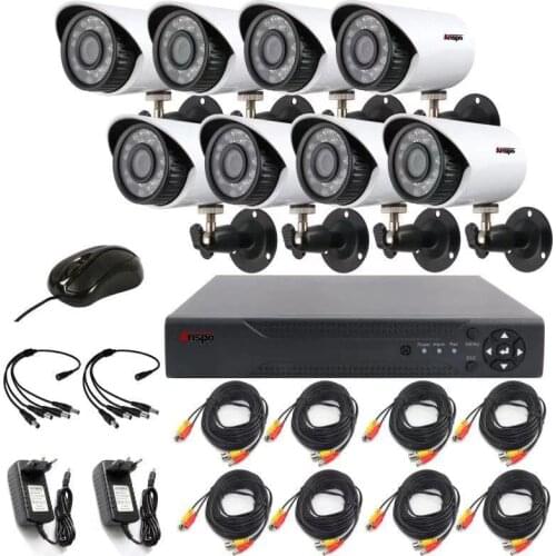 Anspo Home Security Cameras System Video Surveillance Kit CCTV 8CH 720P 4PCS Outdoor AHD Security Camera System