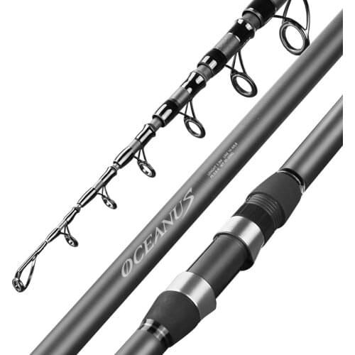 LINNHUE High Quality Carbon Spinning Rod 2.4m-5.4m Super Light 5/6/7/8 Sections Telescopic Long Handle Carbon Fiber Fishing Rod