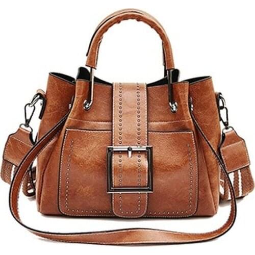 Bags For Women 2020 New Fashion PU Leather Handbags Crossbody Bag For Women Vintage Bucket Shoulder Bag Ladies Handbag Sac Femme