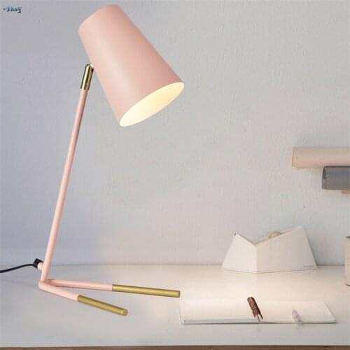 Nordic Design Pink Led Iron Table Lamps Bedroom Living Room Vertical Lighting Study Kids Room Desk Lights Decorative Luminaires