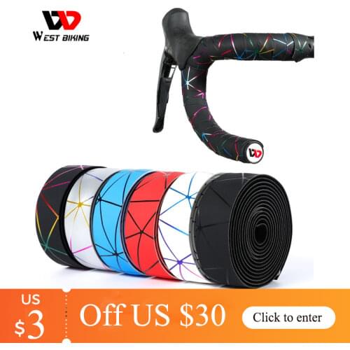 WEST BIKING Bike Handlebar Tape Anti-slip Silica Gel EVA Shock Absorption Handle Bar Tape Road Bicycle Cycling Wrap End Plug