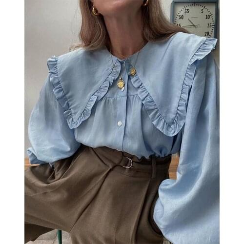 Yenkye Light Blue Blouses