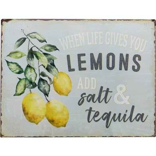 When Life Gives You Lemons Add Salt Tequila Funny Retro Vintage Tin Bar Sign Country Home Decor 8x12 Inch