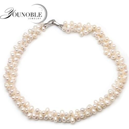 Wedding White Double Natural Pearl Necklace For Women,real Freshwater Multi Pearl Necklace Anniversary Gift