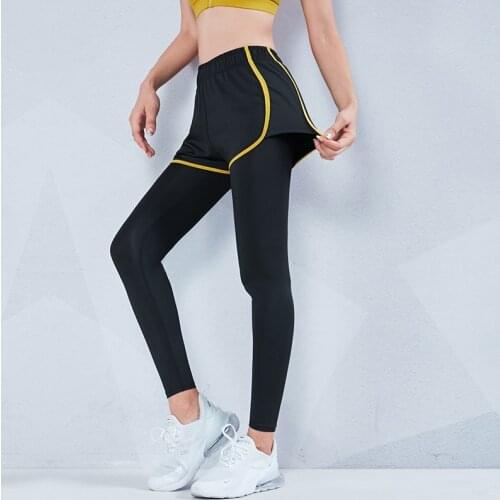 Womens Sports Running Tights 2 in 1 Workout Gym Legging Elastic Waist Yoga Pants with Lining Femme Sweatpants