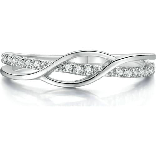 Womens Fashion 925 Sterling Silver Ring Cocktail Party Minimalism AAA Cubic Zirconia Wedding Ring Bridal Jewelry Lovers Gift