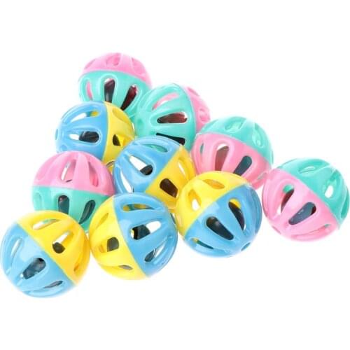 10 Pcs Cat Toy Hamster Chinchillas Cats Dog Plastic Round Hollow Double Color Bell Toys BallRetailsale