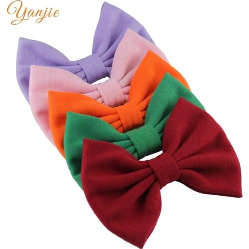 10pcs/lot Hot-sale 5" Solid Cotton Hair Bows Barrette Hair Clips For Women Handmade DIY Girls Hair Accessories Femme Headband