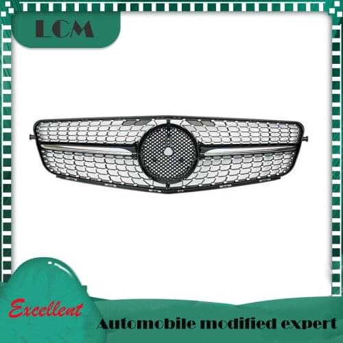 Diamond Style with Emblem ABS Front Bumper Racing Grille For-Mercedes For-Benz C-class W204 C180 C200 C300 C250 C350 2006-2013