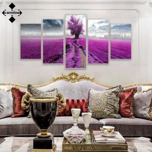 5 Pieces Purple Lavender Art Painting On Canvas Nordic Posters Hd Prints Modern Pictures for Living Room Bedroom Home Decoration
