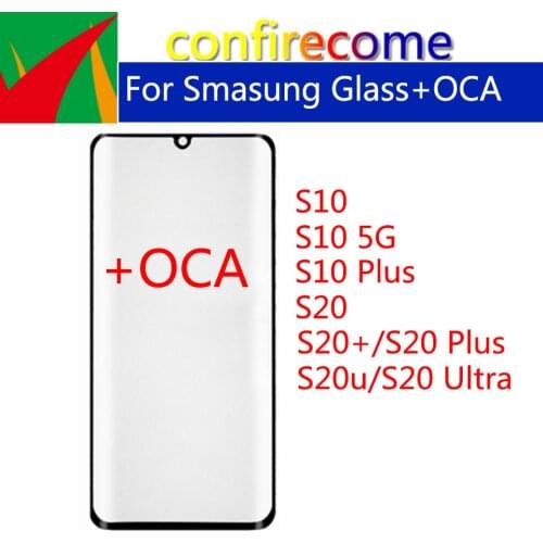 5Pcs\Lot For Samsung S10 5g S20 Plus S20u S20 Ultra Touch Screen Front Panel LCD Outer Lens Front Glass OCA Glue