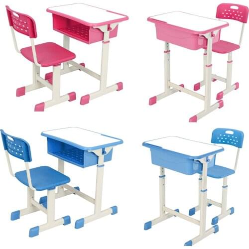 60x40x(63-75)cm Two Colors Adjustable Student Desk and Chair Kit with Drawer Handy hook Pen groove