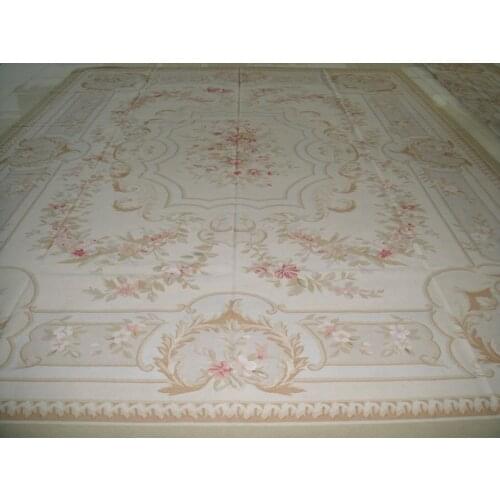 Free shipping 8'x10' Aubusson rugs hand wove woolen carpets Beige and medallian aubusson rugs for home decoration bedrooom rugs