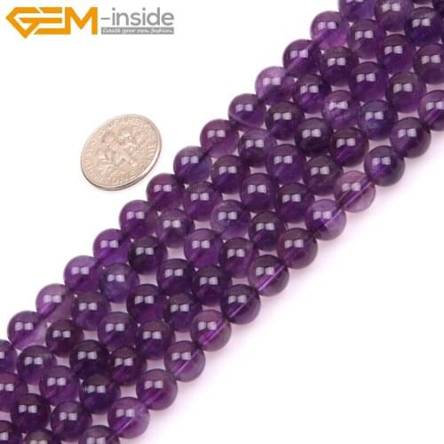 Gem-inside 5-14mm Natural Beads Round Light Purple Amethysts Beads For Jewelry Making Beads Gift 15'' DIY Beads