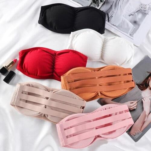 Seamless One-piece Tube Top Women Solid Color Soft Cotton Tube Top Bra Womens Strapless Bra Womens Underwear Padded Tube Top