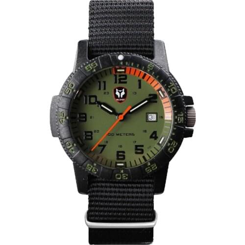Hnlgnox Men Diver Watch Mens Tritium Watches T25 Luminous Military 200M Waterproof Quartz Wristwatch Carbon Fiber Diving Bezel