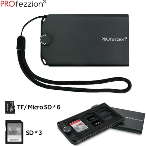 SD Card Carrying Holder Case Aluminium Alloy Storage Organizer for 3 SD/SDHC/SDXC & 6 TF /Micro SD /Micro SDHC /Micro SDXC Cards