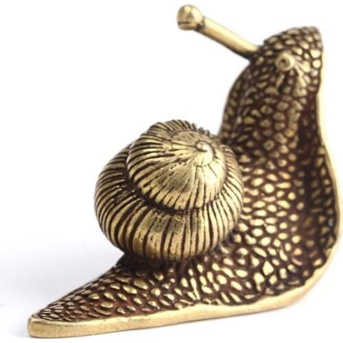 Home Decorations for Living Room Personality Retro Pure Copper Mini Snail Statue Ornaments Desk Antique Brass Tea Pet Collection