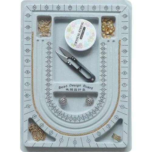 Bead Board 3 U-Shaped Channels 6 Recessed Compartments Design Boards for Creating Bracelets, Necklaces Jewelry Making Tools