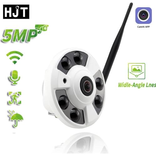 HJT Fisheye WIFI Camera 5MP/2MP IR Night Vision Humanoid Detection TF Card Audio Input CamHi Hisilicon Dome Wide Angle IP Camera