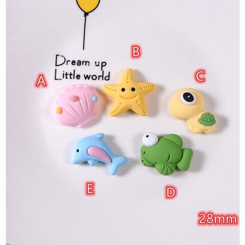 Cabochons Ocean Animals Fishes 20Pcs New Resin Flat back Cabochon Scrapbooking Hair bow Center Embellishments DIY Accessories
