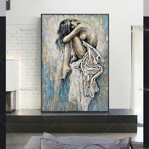 Oil Painting Figure Modern Hand Painted Naked Girls Wall Art Home Decoration Rolled Canvas No Frame Unstretched