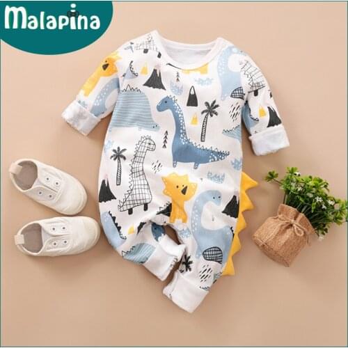 Malapina Newborn Baby Boy Girl Long Sleeves Jumpsuit Clothes Cotton Onesie Romper Overalls Infant Outfit Toddler Casual Costume
