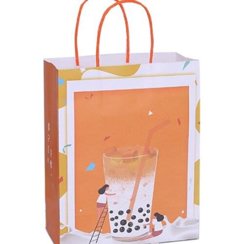 Brown paper favor bags,Custom Logo Print Wholesale Grocery White Brown Kraft Paper Gift Bag With Handle --XP2085