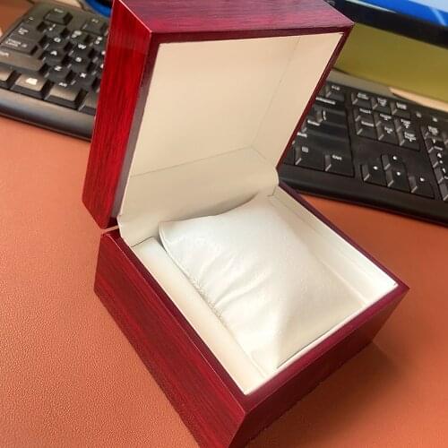 Red wooden watch box single slot luxury display stand solid wood men and women travel business watch box