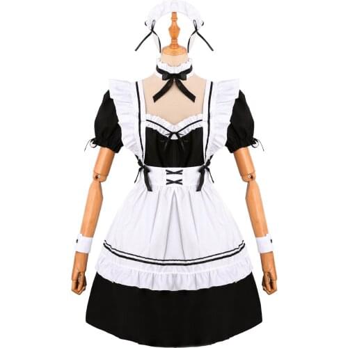 Maid Costume Cosplay New Long Skirt Black And White Apron Japanese Anime Costume Cafe Lolita Cosplay Dress Горничная Mucama