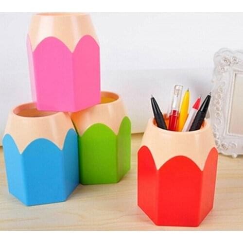 Creative Pencil Shaped Cute Pen Holder Makeup Brushes Holder Desk Stationery Organizer School Office Supplies Pen Container