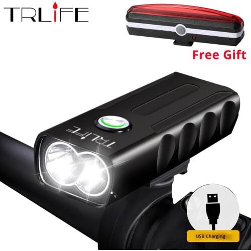 10000LM 2*2/T6 USB Rechargeable Built-In Battery Bicycle Light Waterproof Headlight Bike Accessories Send Gift Taillight