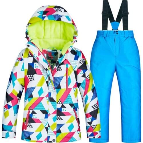 Skiing Suit Girls&Boys Winter Windproof Waterproof Super Warm Kids Winter Jacket Pants Set Outdoor Snowboard&Ski Kids Costumes